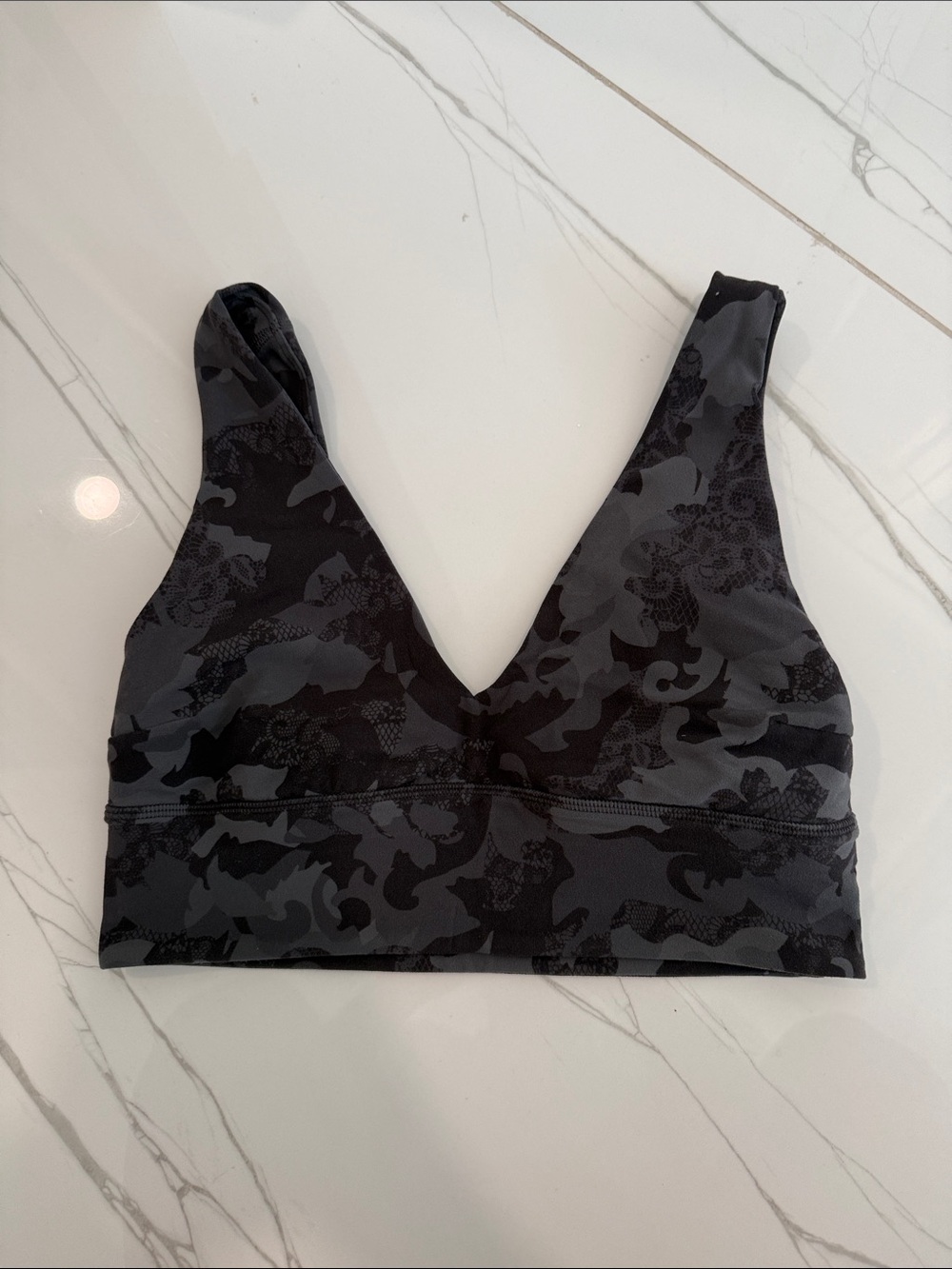 lululemon athletica Black & Gray Floral Camo V-Neck Sports Bra align